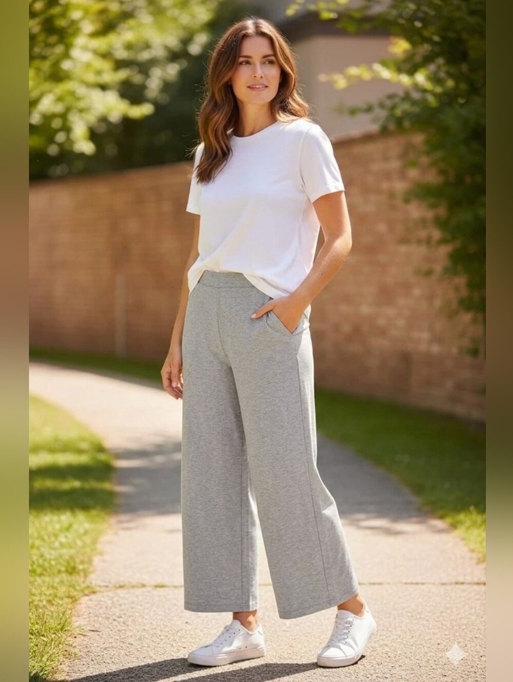 PureJill by J. Jill Full-Leg Wide Cropped Knit Pants XL NWT Heather Gray